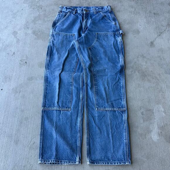 Vintage Y2K Carhartt denim blue jeans double knee work wear carpenter pants - Picture 1 of 7